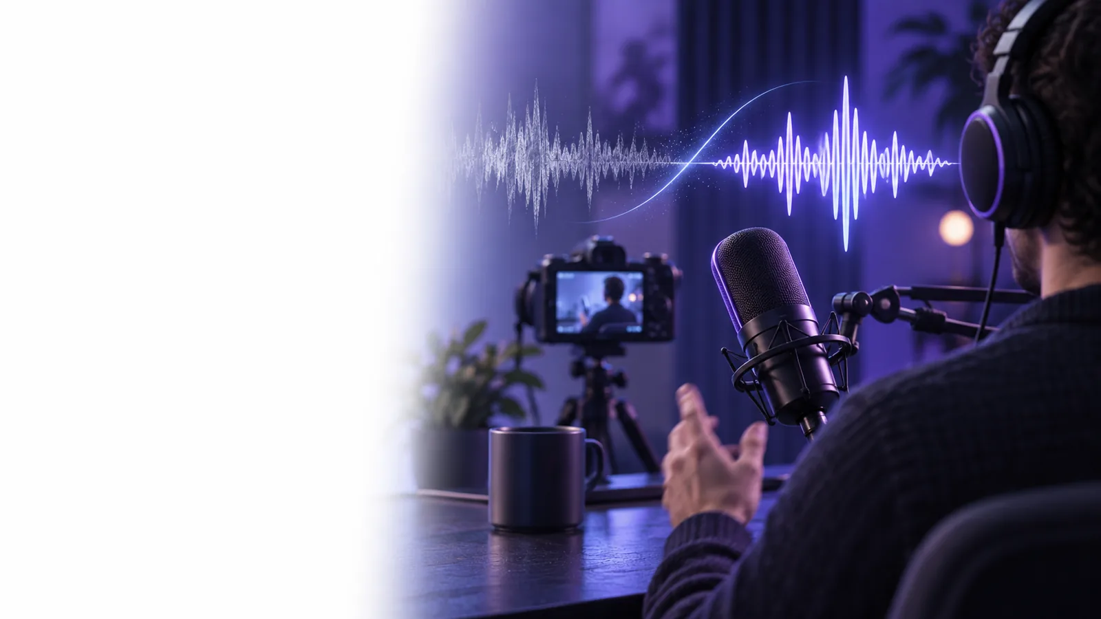 A person reviewing a voice recording before and after audio cleanup