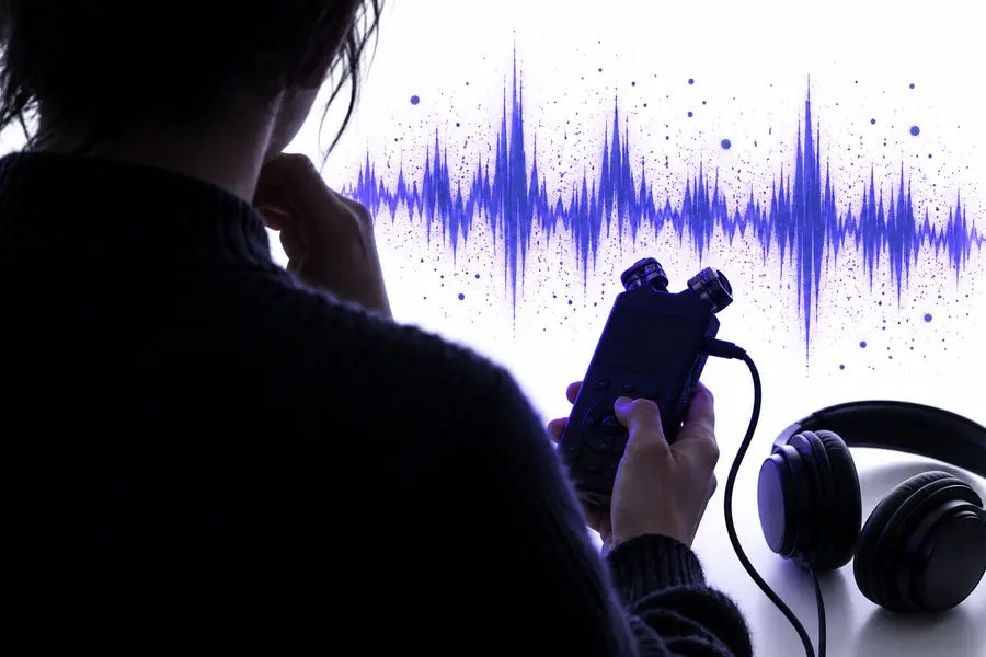 Person reviewing a noisy voice recording before cleanup
