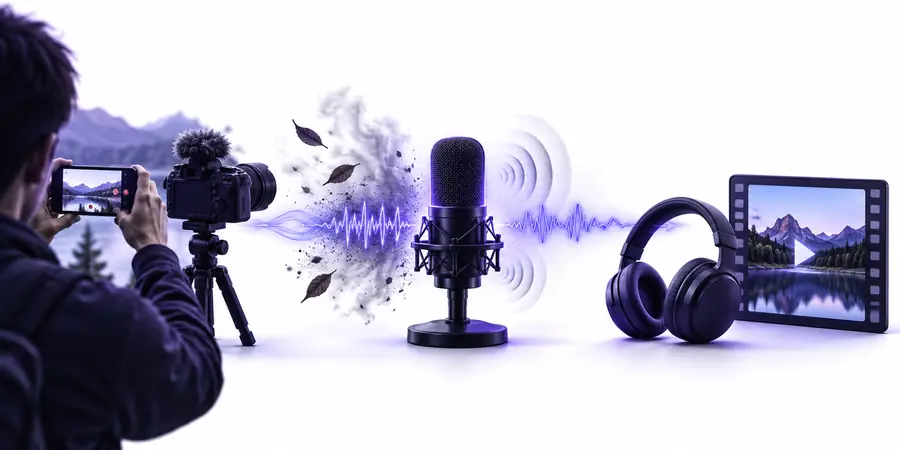 Illustration accompanying an audio cleanup workflow