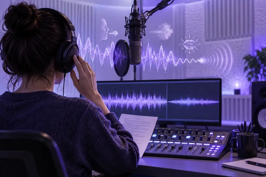 A person reviewing a noisy spoken recording