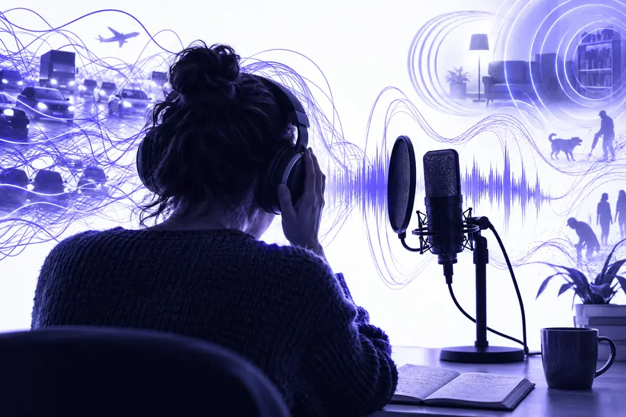 Person reviewing a noisy voice recording
